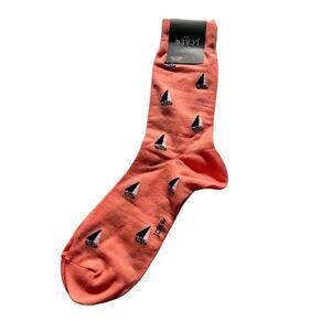 J.Crew Men's Nautical Sailboat Orange Printed Graphic Preppy Socks  NWT